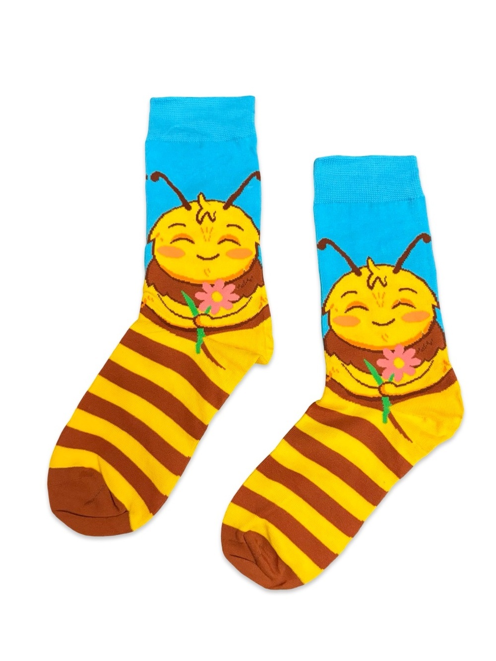 Happy Bee Novelty Crew Socks One Size Fits Most